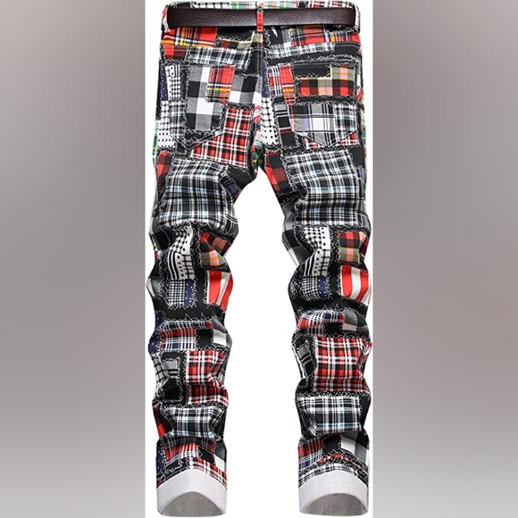 New Mens Painted Designer Slim Fit Jeans Multiple Sizes - Picture 2 of 4